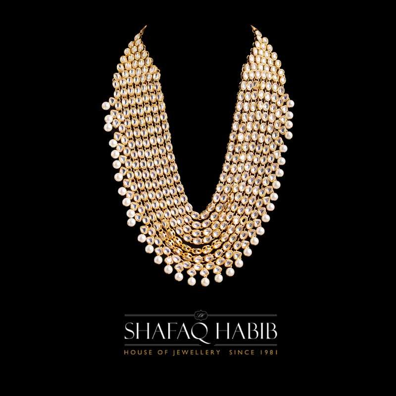designer necklace in silver mala style by shafaq Habib