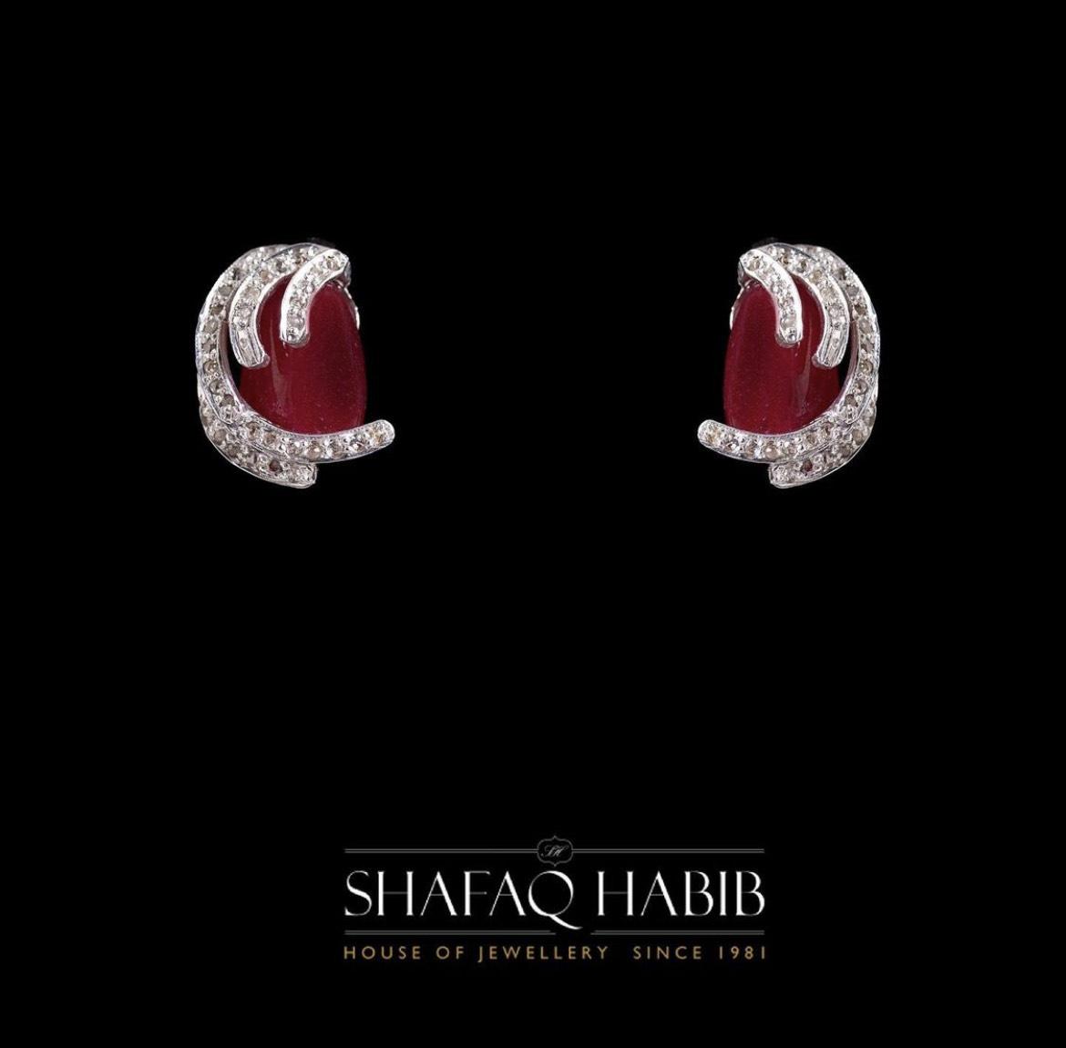diamond earring with ruby stone by shafaq habib