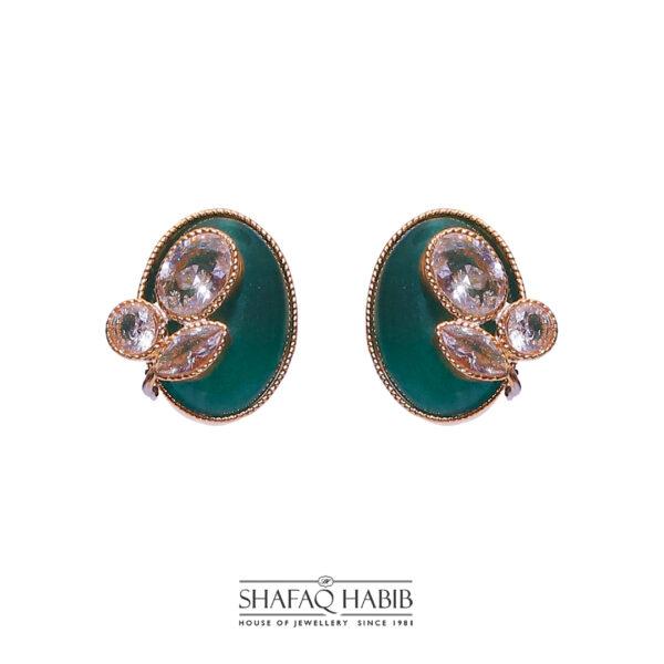 Green Onyx Artificial Earrings in Silver by Shafaq Habib best online Prices in Pakistan