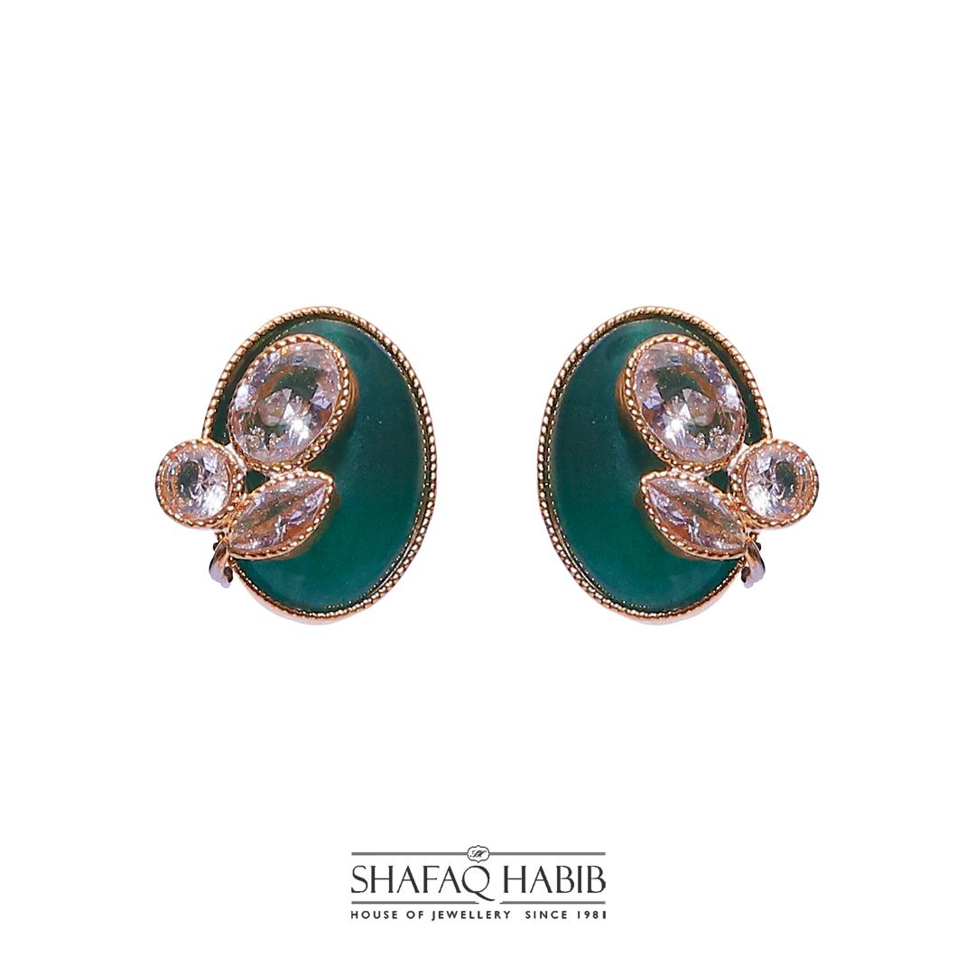 Green Onyx Artificial Earrings in Silver by Shafaq Habib best online Prices in Pakistan