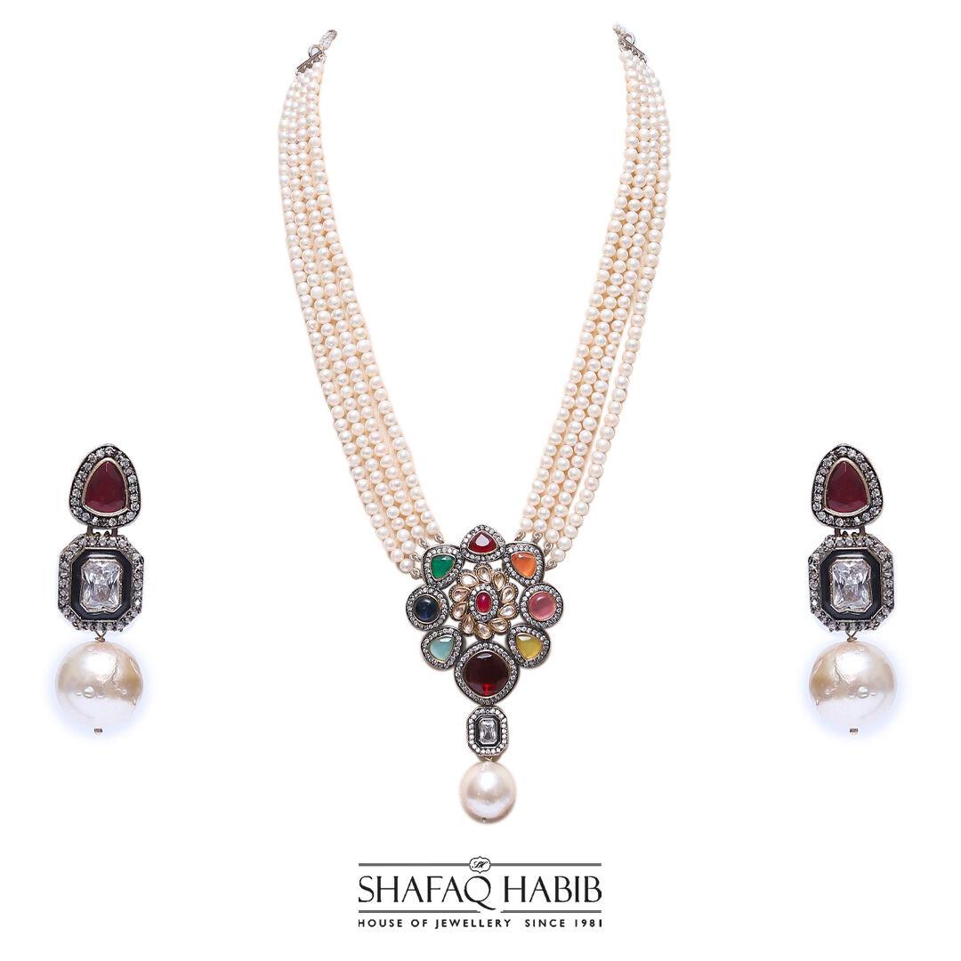 Artificial jewelry pendant set in multicolored stone by shafaq habib
