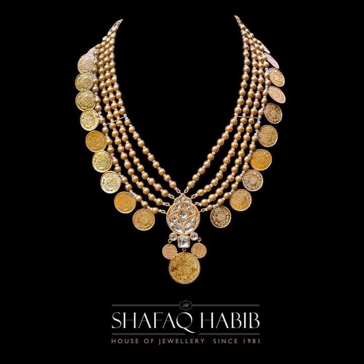Bridal jewelry Gold Ball & Coins Mala in 22k Gold by shafaq habib