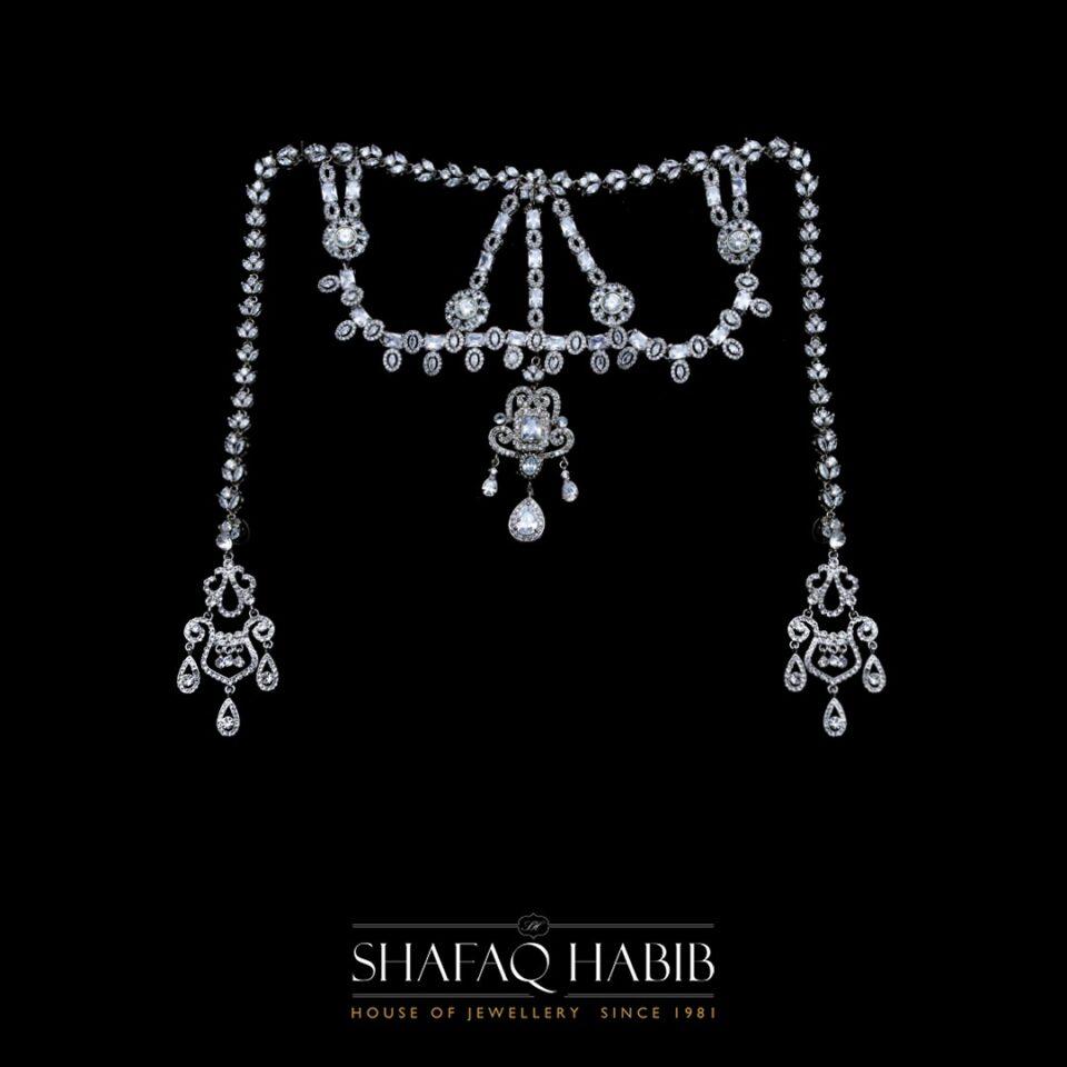 Bride Headpiece diamond look hair piece jewelry sheeshpatti Fashion Hair Jewelry with zircon in silver Bridal Wedding Hair Accessories For Women: Buy Online at Best Prices in Pakistan | shafaq Habib