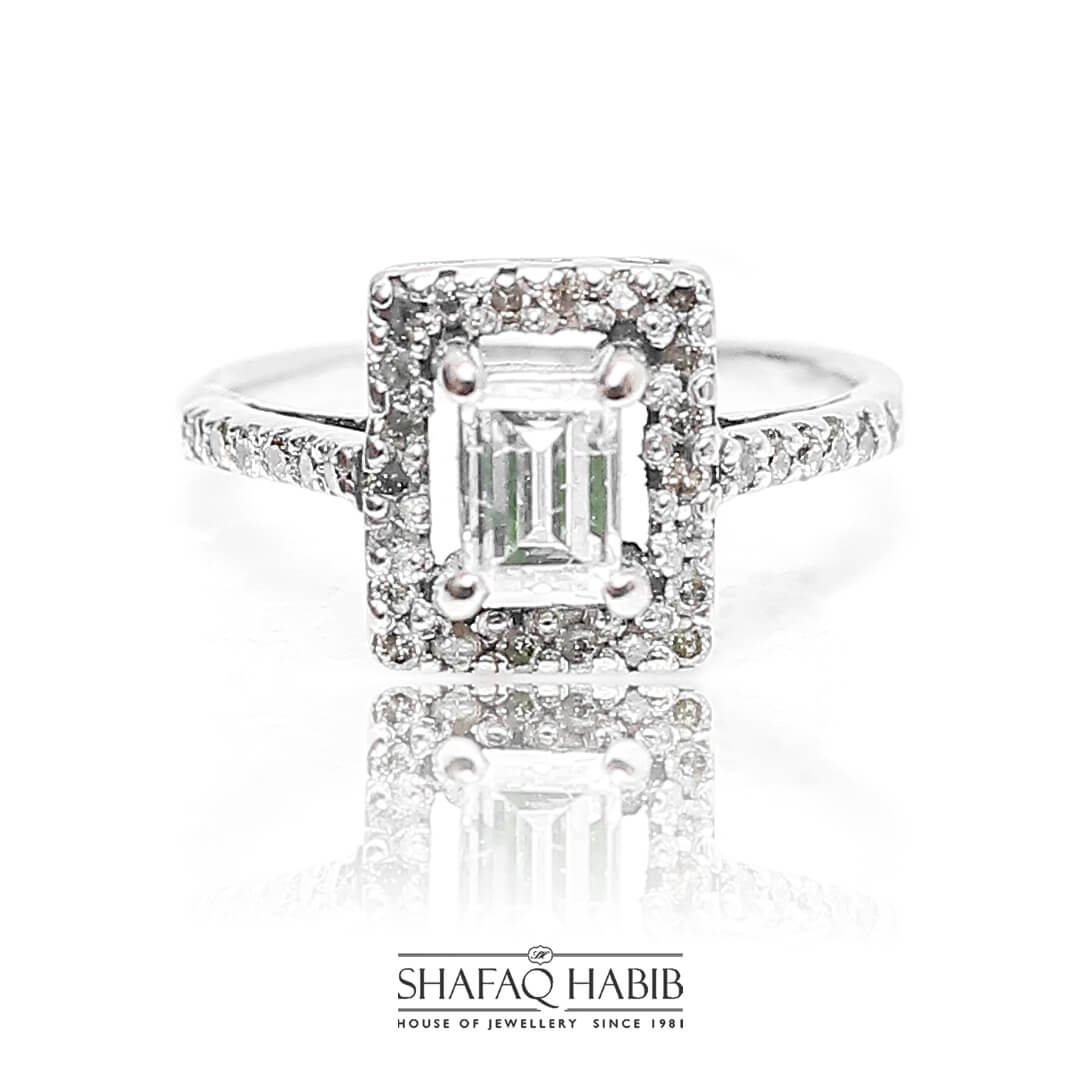 Diamond engagement ring in 18k white gold and 1040ct diamond by shafaq habib at best online prices in Pakistan