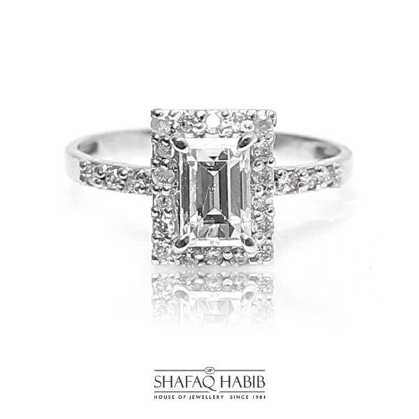 engagement ring in diamond for wome is crafted in 18k White Gold by shafaq habib